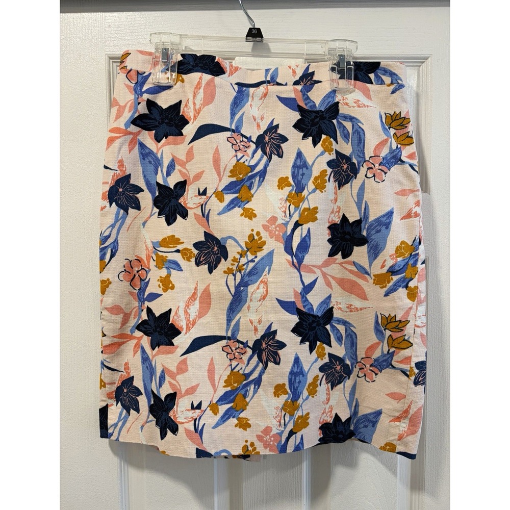 J.CREW Skirt Women's 12 Floral Lily Basketweave Pencil Secretary Preppy